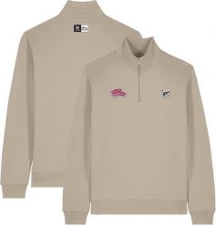 Bluza z zamkiem 1/4 – Polo – Organiczna – Dla dorosłych (Beżowa). Brązowe bluzy sportowe SURF MONKEY, xl, z aplikacjami, z bawełny, bez kaptura. Za 349.95 zł.