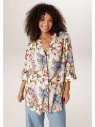 Aniston Bluzka w kolorze różowo-kremowo-błękitnym rozmiar: 48. Brązowe bluzki Aniston, bez wzorów, z wiskozy, bez kołnierzyka, bez ramiączek. Za 173.99 zł.