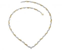 Naszyjnik z żółtego i białego złota z diamentami - 50 cm, - 0,10 ct - próba 375. Białe naszyjniki Apart, z diamentem, złote. Za 19,590.00 zł.