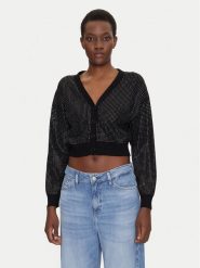 Guess Kardigan W5GR08 Z3MN2 Czarny Regular Fit. Czarne kardigany Guess, xxl, z aplikacjami, z syntetyku. Za 332.00 zł.