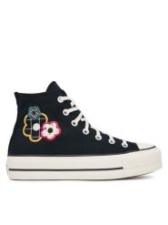 Converse Trampki Chuck Taylor All Star Lift Platform Floral Patchwork A15534C Czarny. Czarne trampki Converse, bez wzorów, z materiału, bez zapięcia. Za 449.99 zł.