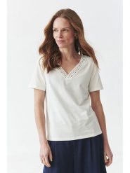 TATUUM Bluzka "Erykah" w kolorze kremowym rozmiar: XL. Brązowe bluzki Tatuum, xl, bez wzorów, z koronki, bez kołnierzyka, bez ramiączek. Za 87.61 zł.