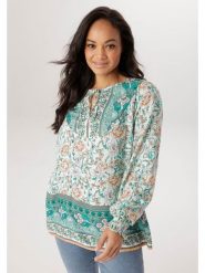 Aniston Bluzka w kolorze jasnobrązowo-turkusowym rozmiar: 54. Brązowe bluzki Aniston, bez wzorów, z wiskozy, bez kołnierzyka, bez ramiączek. Za 173.99 zł.