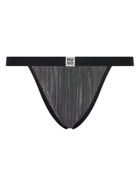 HUGO Stringi Plisse 50549896 Srebrny. Szare stringi Hugo, bez wzorów, z syntetyku. Za 69.99 zł.