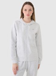 4F Bluza dresowa rozpinana z kapturem damska - szara XS. Szare bluzy 4f, xs, bez wzorów, z bawełny, z kapturem. Za 149.99 zł.