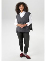 Aniston Bezrękawnik w kolorze antracytowym rozmiar: 52. Czarne swetry Aniston, bez wzorów, bez ramiączek. Za 60.88 zł.