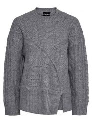 Pieces Sweter w kolorze szarym rozmiar: L. Szare swetry Pieces, l, bez wzorów, ze splotem, bez ramiączek. Za 127.65 zł.