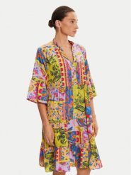 Iconique Sukienka letnia IC25-124 Kolorowy Relaxed Fit. Sukienki Iconique, na lato, s, bez wzorów, z syntetyku, bez kołnierzyka, bez ramiączek. Za 199.99 zł.