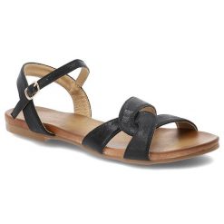Czarne Sandały S.Barski Stylowe Obuwie Damskie. Czarne sandały S.BARSKI, bez wzorów, eleganckie, bez obcasa, bez zapięcia. Za 129.00 zł.