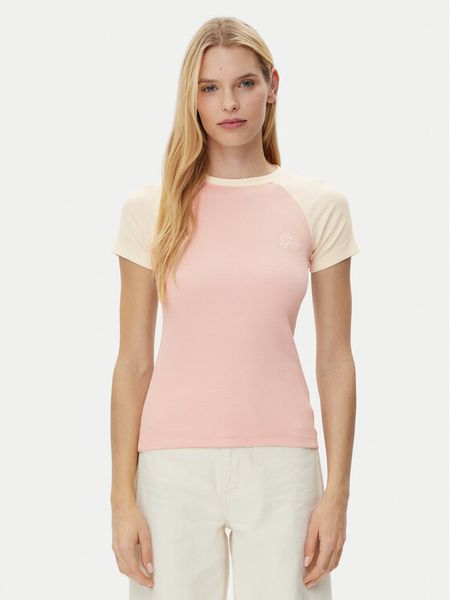 Guess Jeans T-Shirt W5GP61 KA0H1 Różowy Regular Fit. Czerwone t-shirty Guess Jeans, s, z aplikacjami, z bawełny, bez kołnierzyka, bez ramiączek. Za 79.99 zł.