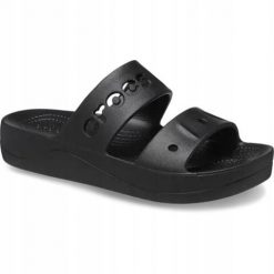 Klapki Dla Dorosłych Crocs Baya Platform. Brązowe klapki Crocs, bez wzorów, z materiału, bez obcasa. Za 139.99 zł.