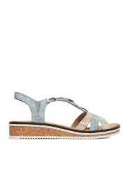 Rieker Sandały CEO-V36G4-40 Niebieski. Niebieskie sandały Rieker, bez wzorów, ze skóry, bez obcasa, na płaskiej podeszwie, bez zapięcia. Za 319.99 zł.