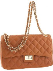 ORE10 Skórzana torebka "Edalea" w kolorze jasnobrązowym - 27 x 18 x 12 cm rozmiar: onesize. Brązowe torby na ramię ORE10, bez wzorów, z materiału, na ramię, bez dodatków. Za 260.99 zł.