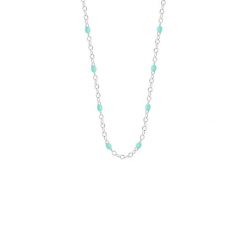 Naszyjnik 42+5 cm, miętowa emalia, posrebrzany. Szare naszyjniki Lilou, posrebrzane. Za 149.00 zł.