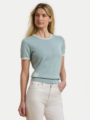 LAUREN RALPH LAUREN Sweter 200963659002 Błękitny Relaxed Fit. Niebieskie swetry Lauren Ralph Lauren, xxl, bez wzorów, z bawełny, bez ramiączek. Za 499.99 zł.