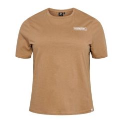Koszulka damska Plus Hummel Legacy. Brązowe bluzki Hummel, bez wzorów, sportowe, bez kołnierzyka, bez ramiączek. Za 124.50 zł.
