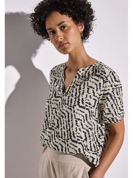 Street One Bluzka w kolorze beżowo-czarnym rozmiar: 40. Brązowe bluzki Street One, bez wzorów, z wiskozy, street, bez kołnierzyka, bez ramiączek. Za 91.77 zł.