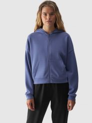 4F Bluza dresowa rozpinana z modalem damska - granatowa XXL. Niebieskie bluzy 4f, xs, bez wzorów, z dresówki, z kapturem. W wyprzedaży za 79.99 zł.