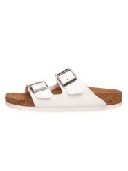 Birkenstock Klapki "Arizona" w kolorze białym rozmiar: 42. Białe klapki Birkenstock, bez wzorów, z otwartym noskiem, bez obcasa. Za 357.95 zł.