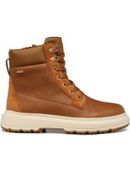 Geox Skórzane botki "Lamidie + Grip" w kolorze jasnobrązowym rozmiar: 39. Brązowe botki Geox, bez wzorów, bez obcasa, bez zapięcia. Za 439.24 zł.
