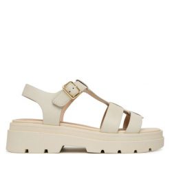 Sandały Geox. Brązowe sandały Geox, bez wzorów, bez obcasa, na płaskiej podeszwie, bez zapięcia. Za 509.99 zł.