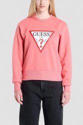 GUESS Różowa bluza damska Original Fleece. Czerwone bluzy Guess, s, z aplikacjami, bez kaptura. W wyprzedaży za 279.99 zł.