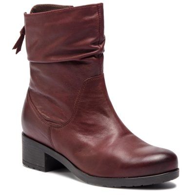 Lasocki 7467-01 Bordowy. Czerwone botki Lasocki, bez wzorów, ze skóry, bez obcasa, bez zapięcia. Za 279.99 zł.