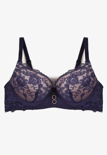 Granatowo-Różowy Koronkowy Biustonosz Typu Push Up Temitia. Niebieskie biustonosze Born2be, bez wzorów, z koronki. Za 39.99 zł.