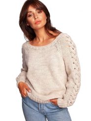 Be Wear Sweter w kolorze beżowym rozmiar: S/M. Brązowe swetry Be Wear, m, bez wzorów, z wełny, bez ramiączek. Za 216.95 zł.
