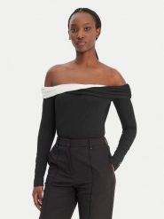 KARL LAGERFELD Bluzka B1W17009 Czarny Slim Fit. Czarne bluzki KARL LAGERFELD, s, bez wzorów, bez kołnierzyka, bez ramiączek. Za 649.99 zł.