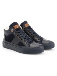 NoGRZ Skórzane sneakersy "P.daCortona" w kolorze granatowym rozmiar: 36. Niebieskie trampki NoGrz, bez wzorów, z wełny, za kostkę, bez zapięcia. Za 121.80 zł.