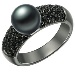 Valero Pearls Pierścionek z perłą srebro wysokiej próby Cyrkonia Perła hodowlana słodkowodna czarny Pierścionki 1 ct Damski. Czarne pierścionki Valero Pearls, z cyrkonią, srebrne. Za 299.99 zł.