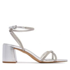 Sandały Aldo. Szare sandały Aldo, bez wzorów, bez obcasa, na słupku, bez zapięcia. Za 319.99 zł.