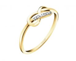 Pierścionek z żółtego złota z diamentami - nieskończoność - 0,008 ct - próba 375. Żółte pierścionki Apart, z diamentem, złote. Za 999.00 zł.