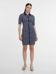 Orsay Sukienka dzianinowa w kolorze granatowo-białym rozmiar: L. Niebieskie sukienki Orsay, l, bez wzorów, z dzianiny, bez kołnierzyka, bez ramiączek, mini. Za 74.45 zł.