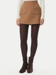 Tommy Hilfiger Spódnica mini WW0WW52234 Brązowy jasny Regular Fit. Brązowe spódnice TOMMY HILFIGER, bez wzorów, z syntetyku, mini. Za 449.99 zł.