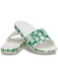 Crocs Klapki "Kadee" w kolorze zielono-białym rozmiar: 37/38. Białe klapki Crocs, bez wzorów, z otwartym noskiem, bez obcasa. Za 101.23 zł.