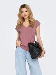 ONLY Koszulka "Free" w kolorze szaroróżowym rozmiar: XS. Różowe bluzki Only, xs, bez wzorów, bez kołnierzyka, bez ramiączek. Za 60.99 zł.