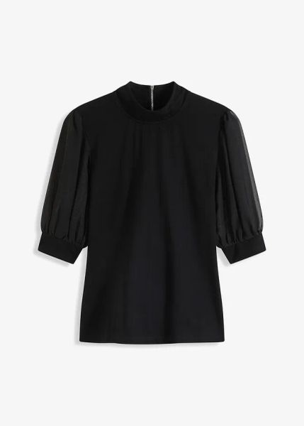 Bawełniana bluzka. Czerwone bluzki bonprix, bez wzorów, z bawełny, bez kołnierzyka, bez ramiączek. Za 79.99 zł.