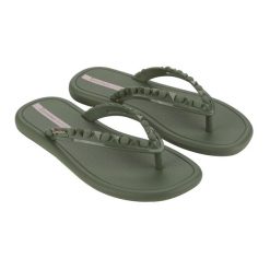 Japonki damskie Ipanema 27130AV466. Zielone klapki Ipanema, bez wzorów, z materiału, bez obcasa. Za 39.99 zł.