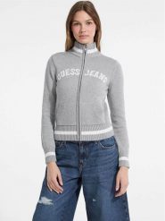 Guess Jeans Sweter 177473 Szary Classic Fit. Szare swetry Guess Jeans, xxl, z aplikacjami, z jeansu, bez ramiączek. Za 439.00 zł.
