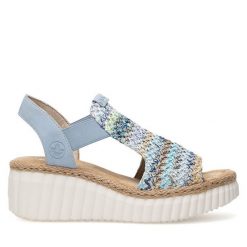 Sandały Rieker. Czarne sandały Rieker, bez wzorów, bez obcasa, na płaskiej podeszwie, bez zapięcia. Za 289.99 zł.