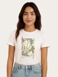 WOOOP Koszulka "Hokusai Bamboo" w kolorze białym rozmiar: L. Białe bluzki Wooop, l, bez wzorów, z bawełny, bez kołnierzyka, bez ramiączek. Za 56.99 zł.