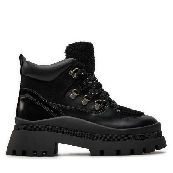 Trzewiki Aldo. Czarne botki Aldo, bez wzorów, bez obcasa, na płaskiej podeszwie, bez zapięcia. Za 319.99 zł.