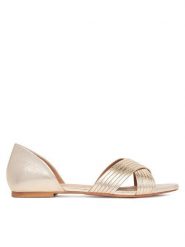 Clara Barson Baleriny WS24038-03 Złoty. Żółte baleriny Clara Barson, bez wzorów, ze skóry, bez obcasa. Za 99.99 zł.