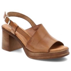 Brązowe Sandały Hee Eleganckie Obuwie Damskie Na Obcasie. Brązowe sandały Hee, bez wzorów, ze skóry, eleganckie, bez obcasa, na obcasie, bez zapięcia. Za 339.00 zł.