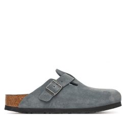 Klapki Birkenstock. Szare klapki Birkenstock, bez wzorów, bez obcasa. Za 719.99 zł.