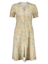 Replay Sukienka w kolorze beżowo-żółto-zielonym rozmiar: XL. Brązowe sukienki Replay, xl, bez wzorów, bez kołnierzyka, bez ramiączek, midi. Za 248.27 zł.