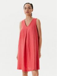 United Colors Of Benetton Sukienka letnia 4AGHDV0AX Czerwony Relaxed Fit. Czerwone sukienki United Colors of Benetton, na lato, xs, bez wzorów, ze lnu, bez kołnierzyka, bez ramiączek. Za 179.99 zł.