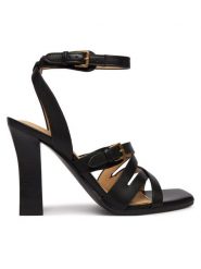 Guess Sandały FLJRAD LEA03 Czarny. Czarne sandały Guess, z aplikacjami, ze skóry, bez obcasa, na słupku, bez zapięcia. Za 749.99 zł.